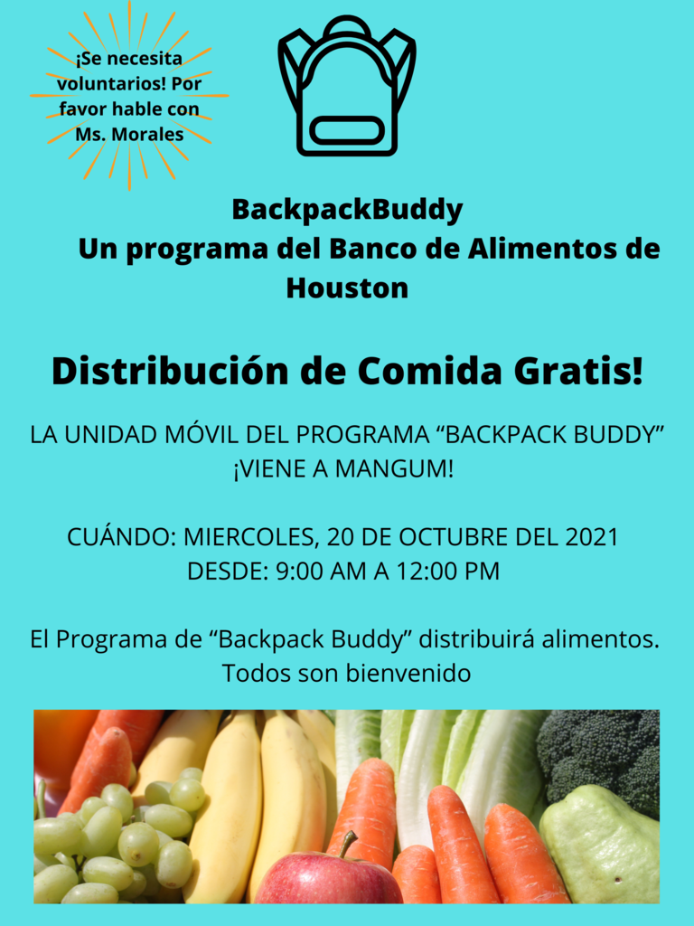 Annoucement in Spanish about a free food distribution