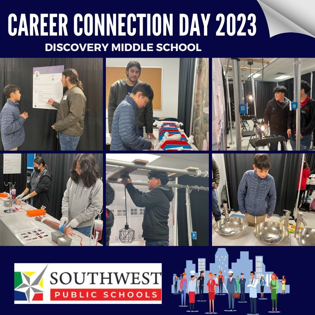 Career Connection Day 2023 at Discovery Middle School was a success! The 8th grade students had the opportunity to engage with Bridge Year to gain hands-on experience in 6 high-growth, high-demand careers.  #SouthwestPublicSchoolsMission #CollegeandCareerReady #SWPSProud