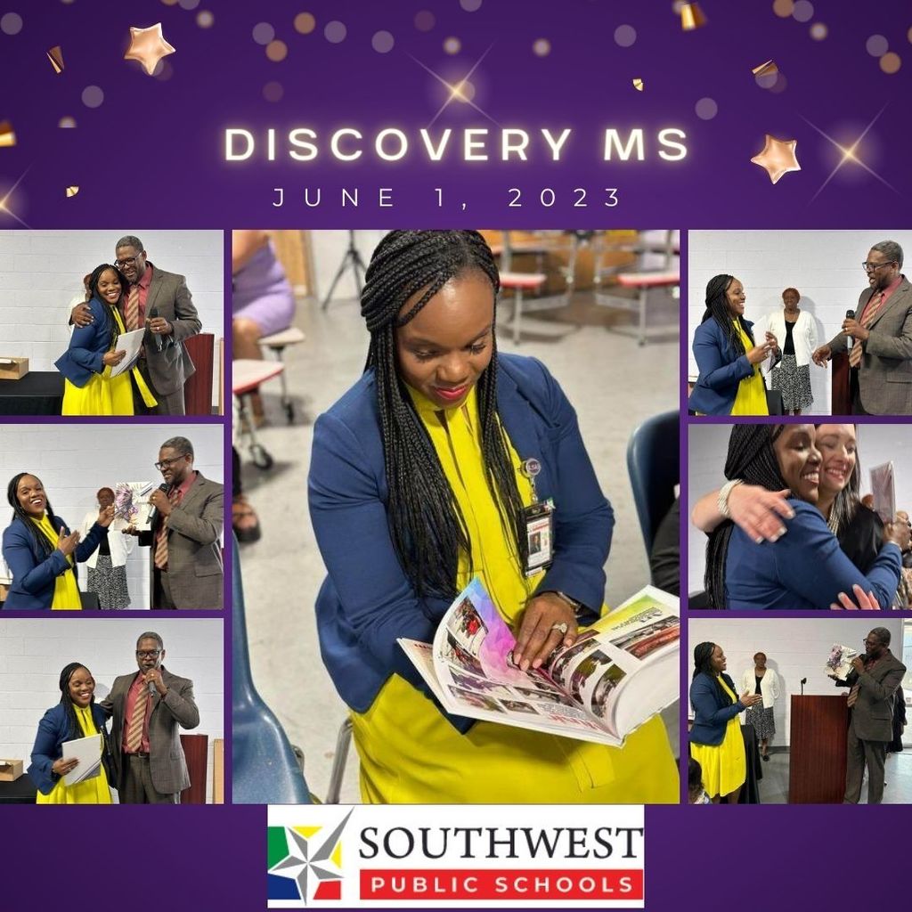 Discovery Middle School presents FIRST yearbook created by journalism students to Dr. Adams!!!  ¡¡¡Discovery Middle presenta el PRIMER anuario creado por alumnos de periodismo a la Dra. Adams!!!